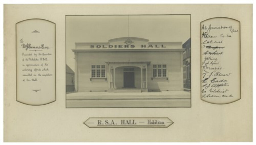 Hokitika Westland RSA memorial hall